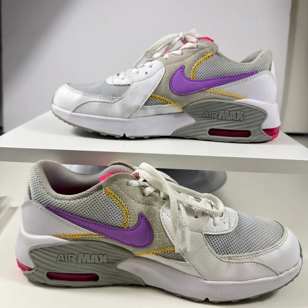 Nike Air Max Excee Kids Size 6Y White Grey Purple Pink CD6894-011 Zigzag